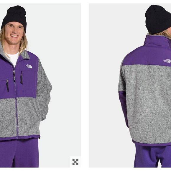 The North Face Denali Berber Fleece Jacket TNF Grey Peak Purple SMALL - Picture 6 of 6
